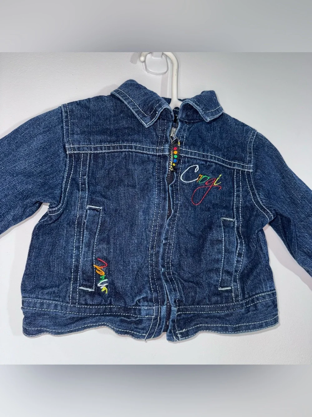 Coogi Baby Denim Jacket 0-6M Rainbow Guitar Embroidered Jean Coat